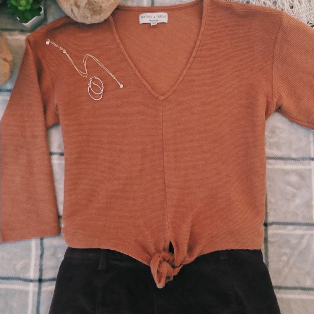 Textured & Thread Madewell Burnt Orange 3/4 Top